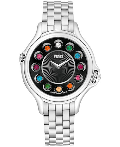 Fendi Timepieces Women's Swiss Crazy Carats Diamond Accent and Multi-Stone Accent Stainless Steel Bracelet Watch 38mm F107031000T05