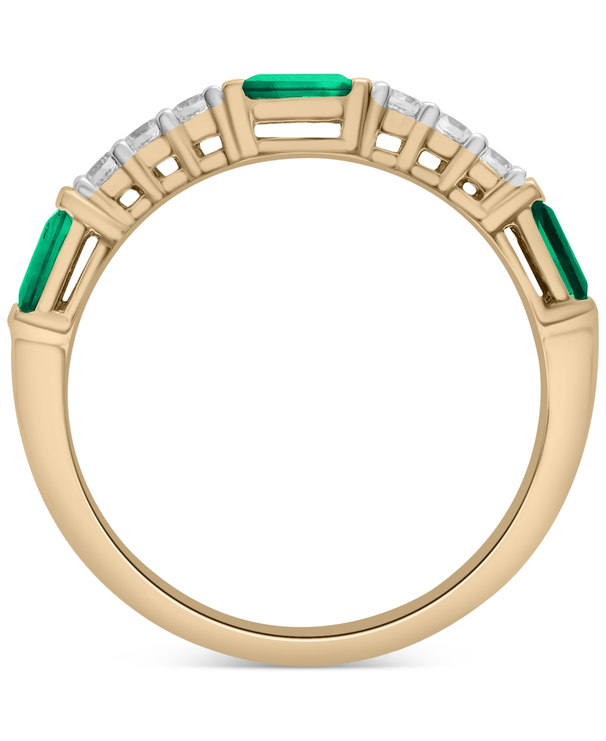 Lab-Grown(1/3 ct. t.w.) & Lab-Grown White Sapphire (1/5 ct. t.w.) Stack Ring in 14k Gold-Plated Sterling Silver - Emerald