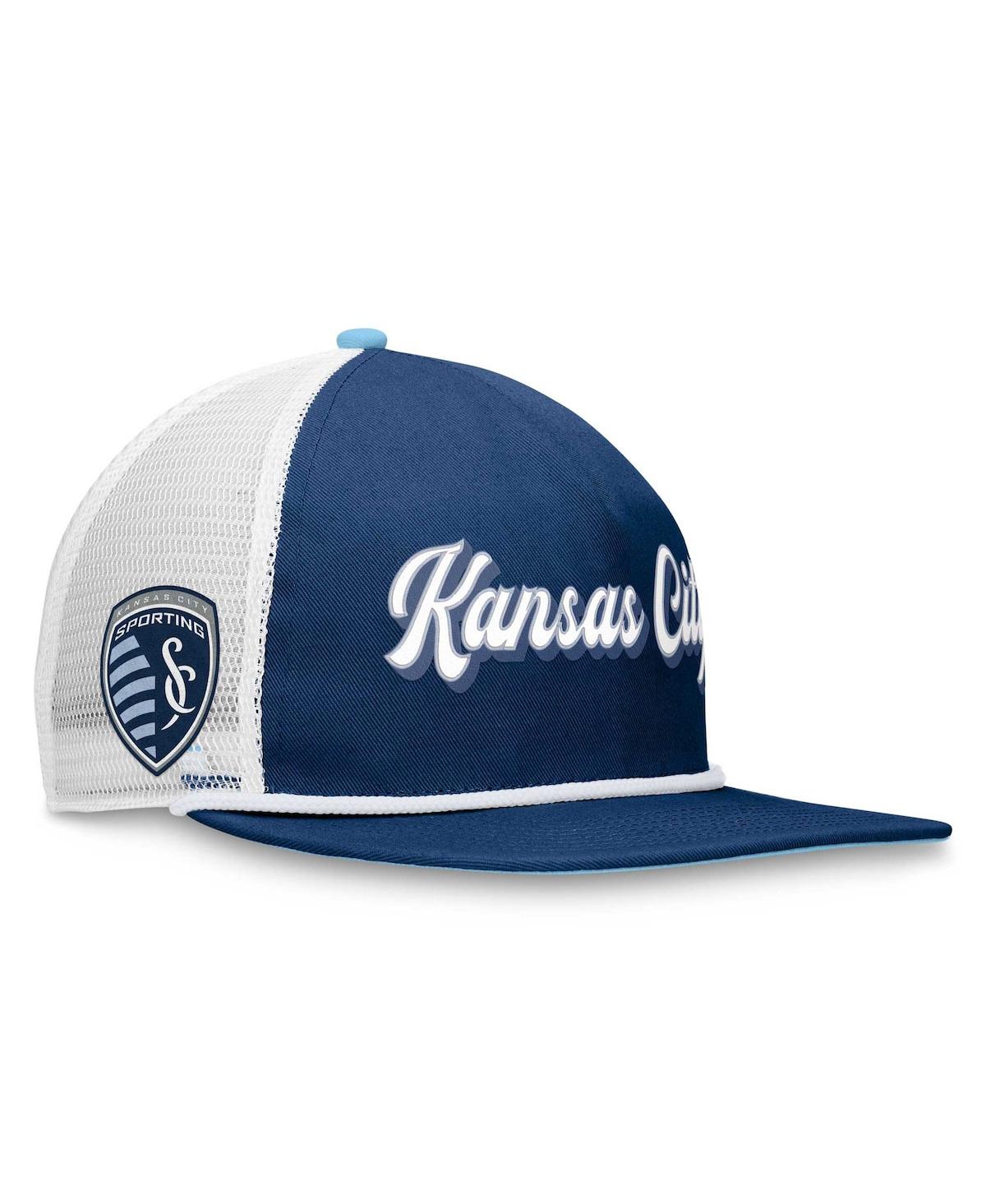 Shop Fanatics Men's  Navy, White Sporting Kansas City True Classic Golf Snapback Hat In Navy,white