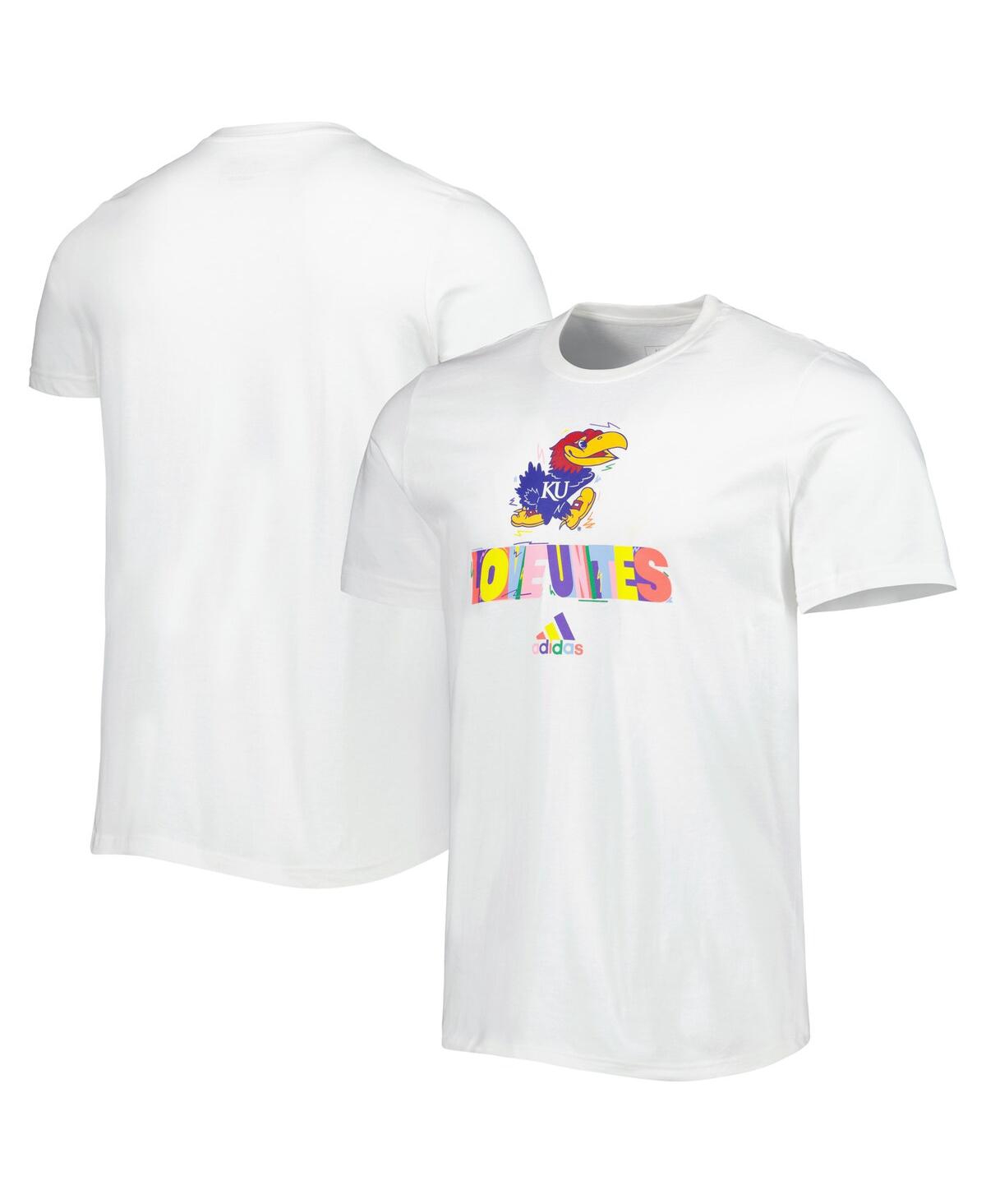 Shop Adidas Originals Men's Adidas White Kansas Jayhawks Pride Fresh T-shirt