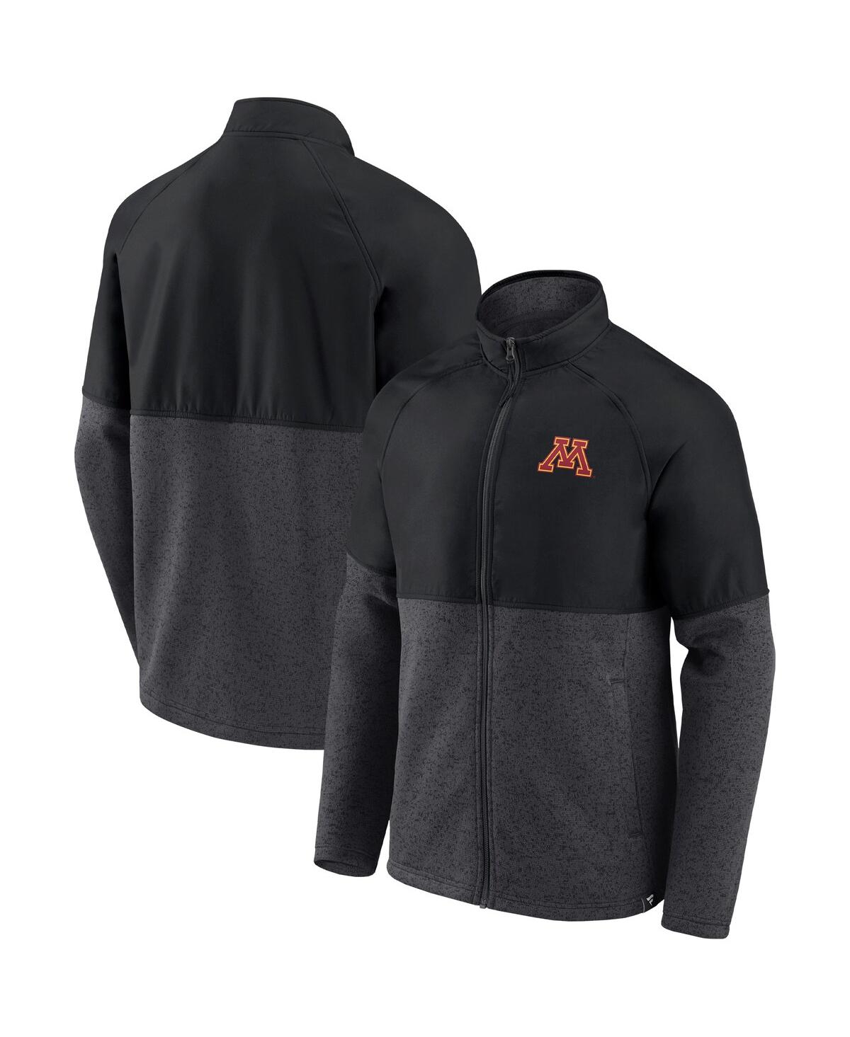 Men's Fanatics Heathered Charcoal Minnesota Golden Gophers Durable Raglan Full-Zip Jacket - Heathered Charcoal