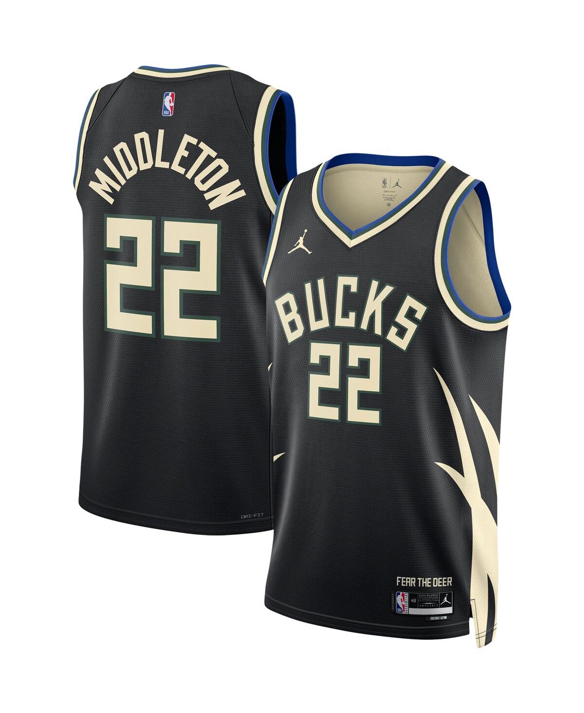 Men's Jordan Khris MiddletonMilwaukee Bucks Statement Edition Swingman Jersey - Black
