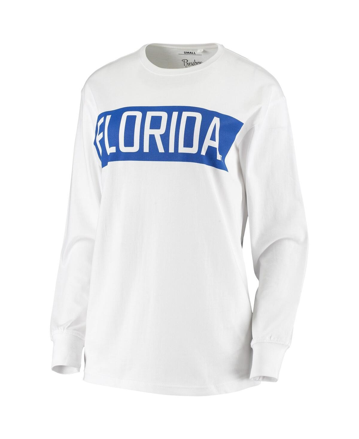 PRESSBOX WOMEN'S PRESSBOX WHITE FLORIDA GATORS BIG BLOCK WHITEOUT LONG SLEEVE T-SHIRT 