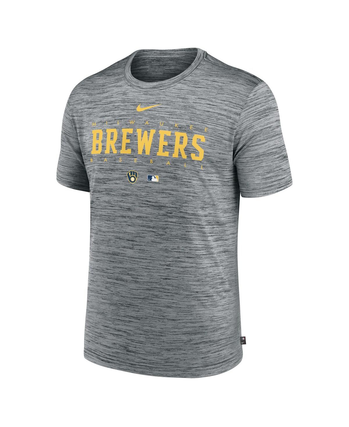 Nike Men's  Heather Gray Milwaukee Brewers Authentic Collection Velocity Performance Practice T-shirt In Heather Gray