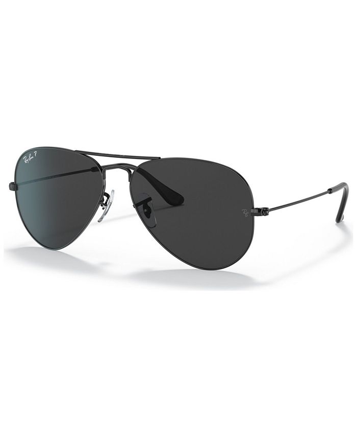 Lubricar Pronunciar noche Ray-Ban Unisex Aviator Total Black Polarized Sunglasses, RB3025 - Macy's