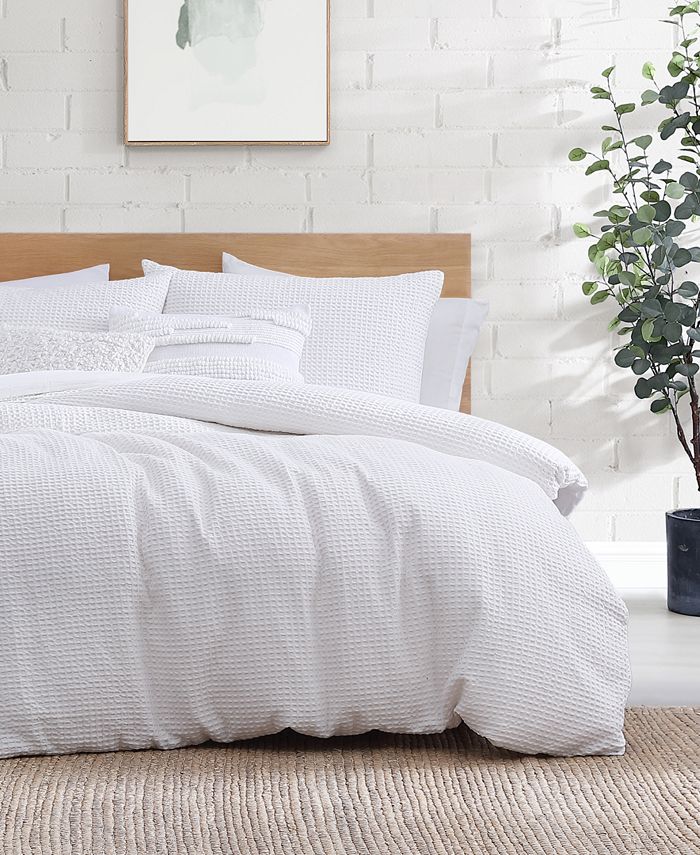 DKNY Modern Waffle 3 Piece Duvet Cover Set, Queen Macy's