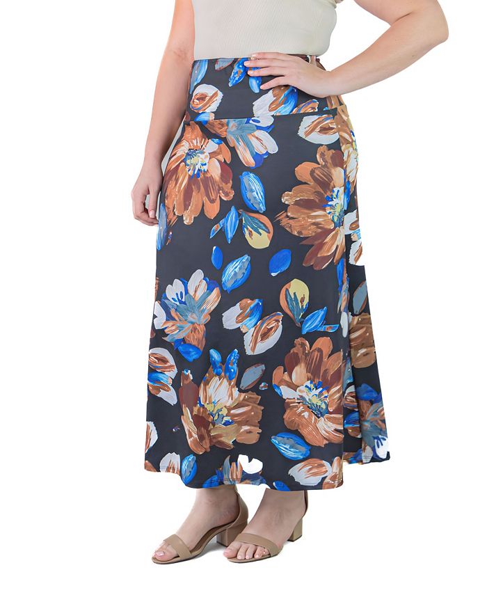 24seven Comfort Apparel Plus Size Maxi Skirt - Macy's
