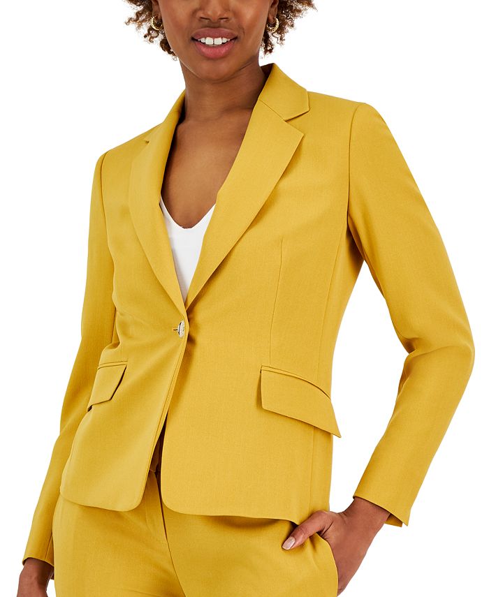 Kasper Women's Solid OneButton NotchedCollar SlitCuff Blazer
