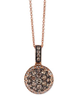 Le Vian - Chocolate Diamond (5/8 ct. t.w.) & Vanilla Diamond (1/10 ct. t.w.) Cluster 18" Pendant Necklace in 14k Rose Gold
