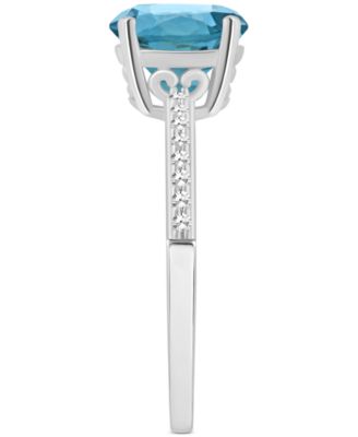 London Blue Topaz (2-2/5 ct. t.w.) and Diamond (1/10 ct. t.w.) Ring in Sterling Silver