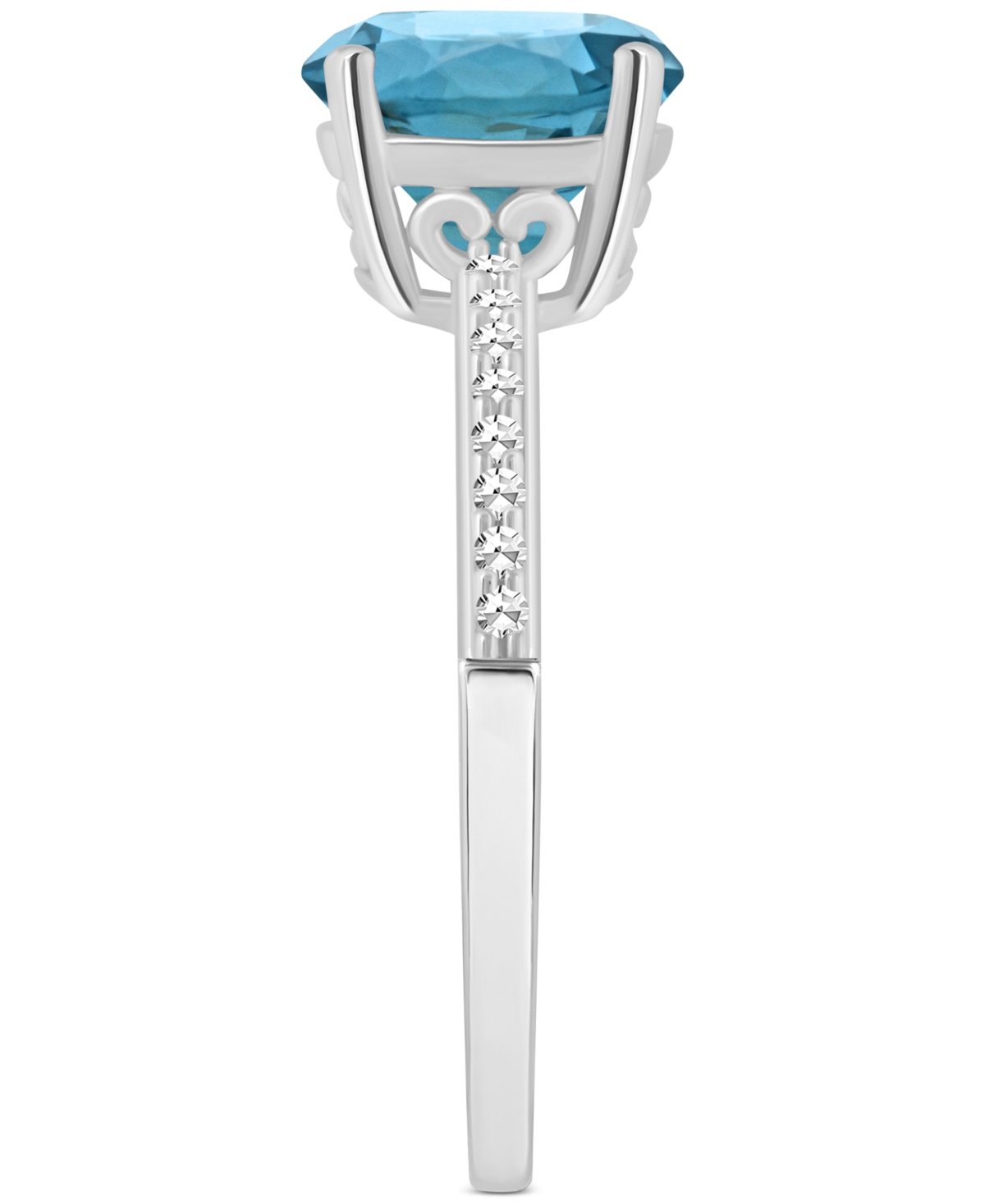 Macy's(2-2/5 ct. t.w.) and Diamond (1/10 ct. t.w.) Ring in Sterling Silver - London Blue Topaz