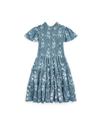 폴로 랄프로렌 원피스 Polo Ralph Lauren Big Girls Floral Smocked Jersey Short Sleeves Dress,Darla Bow Floral