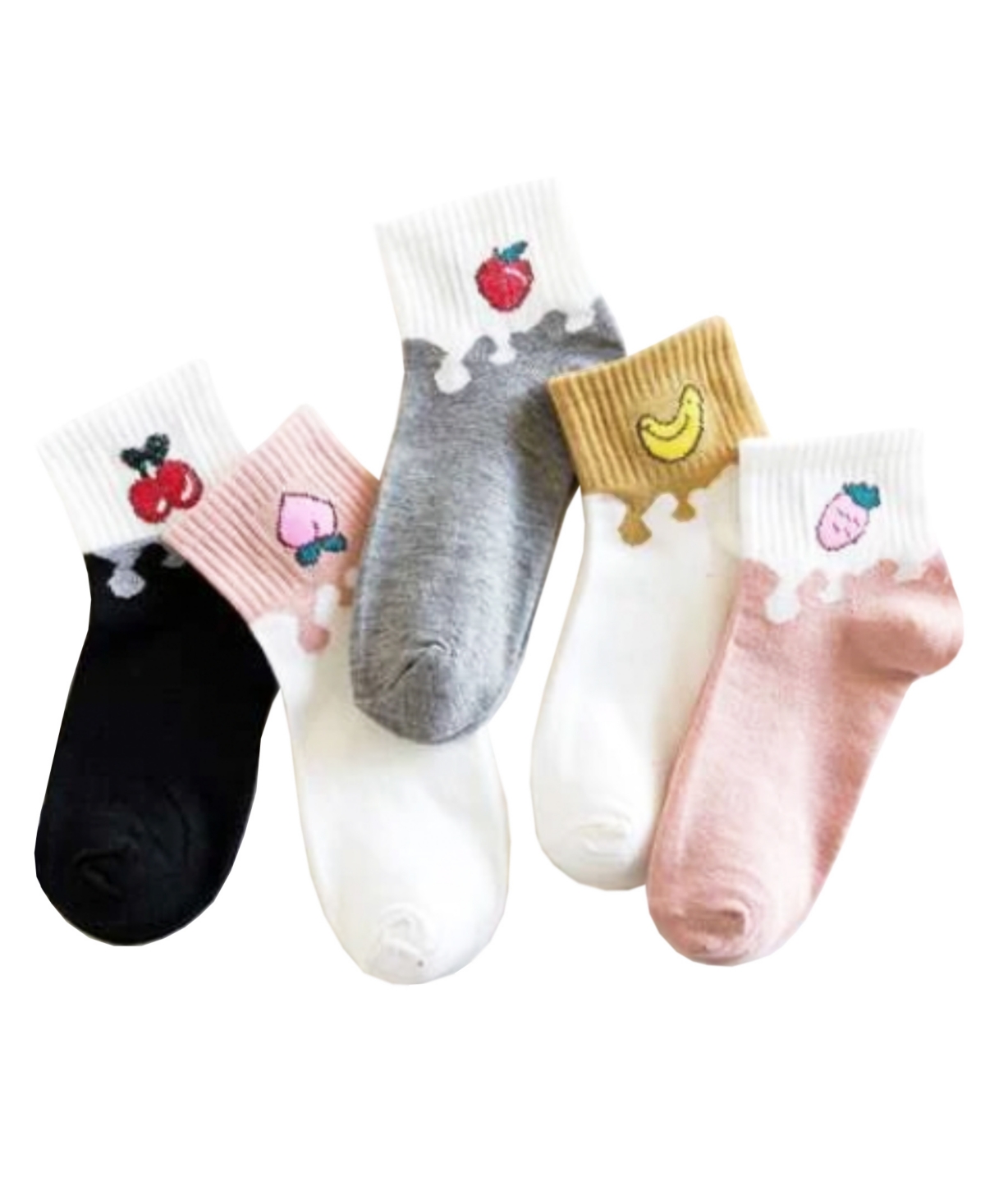 STEMS WOMEN'S PAINT DRIP FRUIT ANKLE SOCK FIVE PACK 