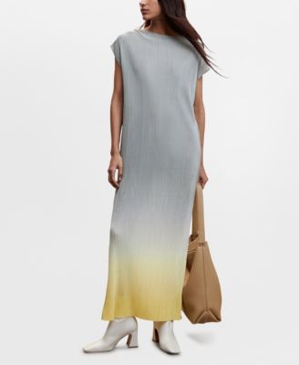 mango pleated satin dress Asymmetrical pleated dress - Women