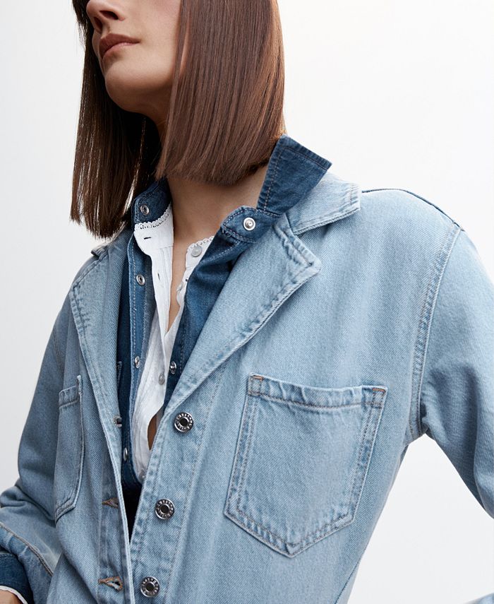 MANGO Women's Cotton Denim Jumpsuit Macy's