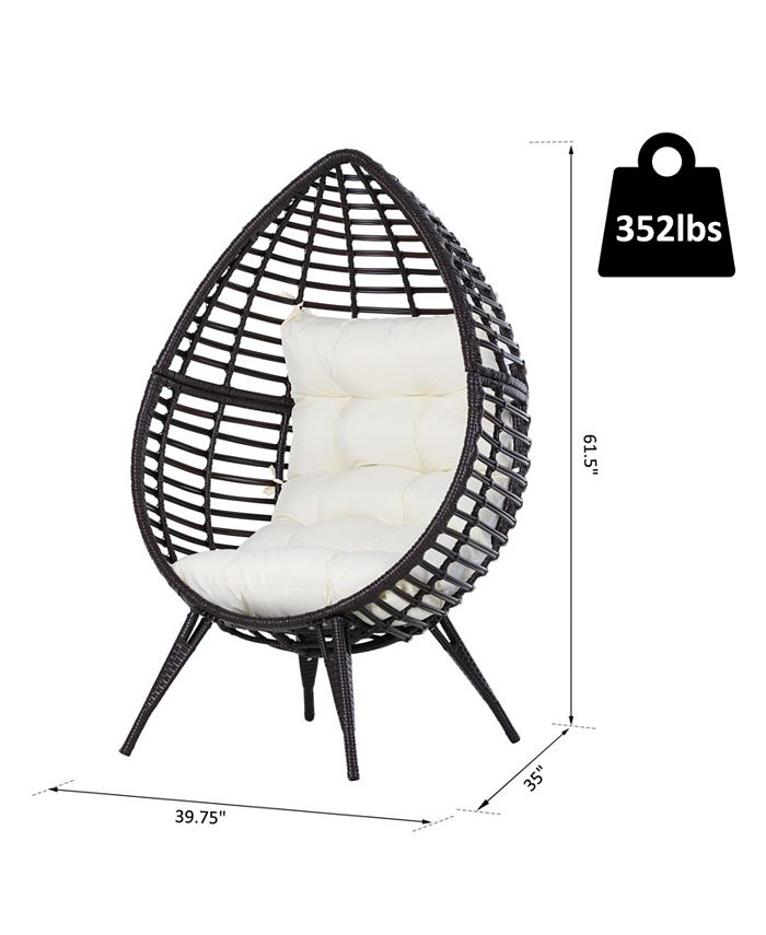 Outsunny Egg Chair w/ Soft Cushion, Teardrop Cuddle Seat, Outdoor