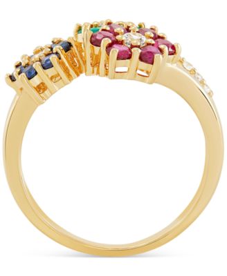 Multi-Gemstone (1-3/8 ct. t.w.) Floral Ring in 14k Gold