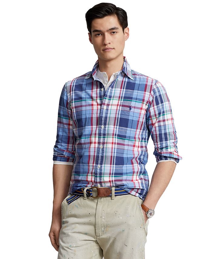Polo Ralph Lauren Men's ClassicFit Plaid Oxford Shirt Macy's