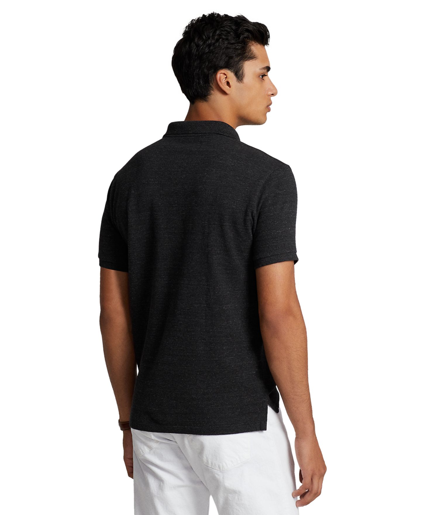 Мужское поло Polo Ralph Lauren Custom Slim-Fit Mesh Polo, цвет: Чёрный меланжевый — фото 4