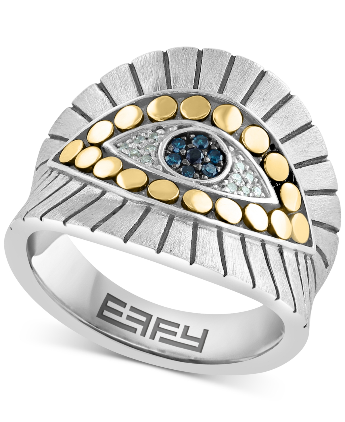 Effy Collection Effy Multicolor Diamond Evil Eye Ring (1/10 Ct. T.w.) In Sterling Silver & 18k Gold-plate In K Yellow Gold Over Sterling Silver
