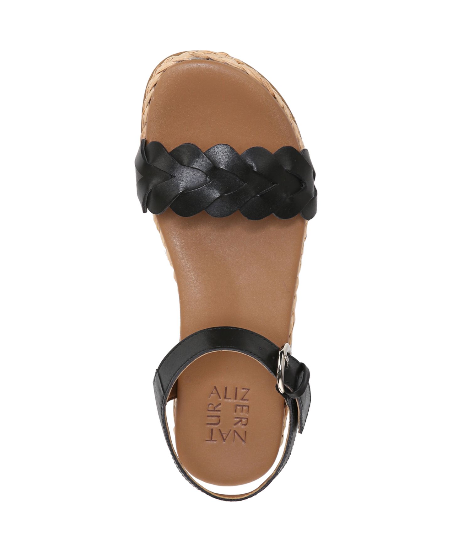Женские сандалии Naturalizer Neila Open Round Toe Flatform, цвет: Чёрный кожаный — фото 4