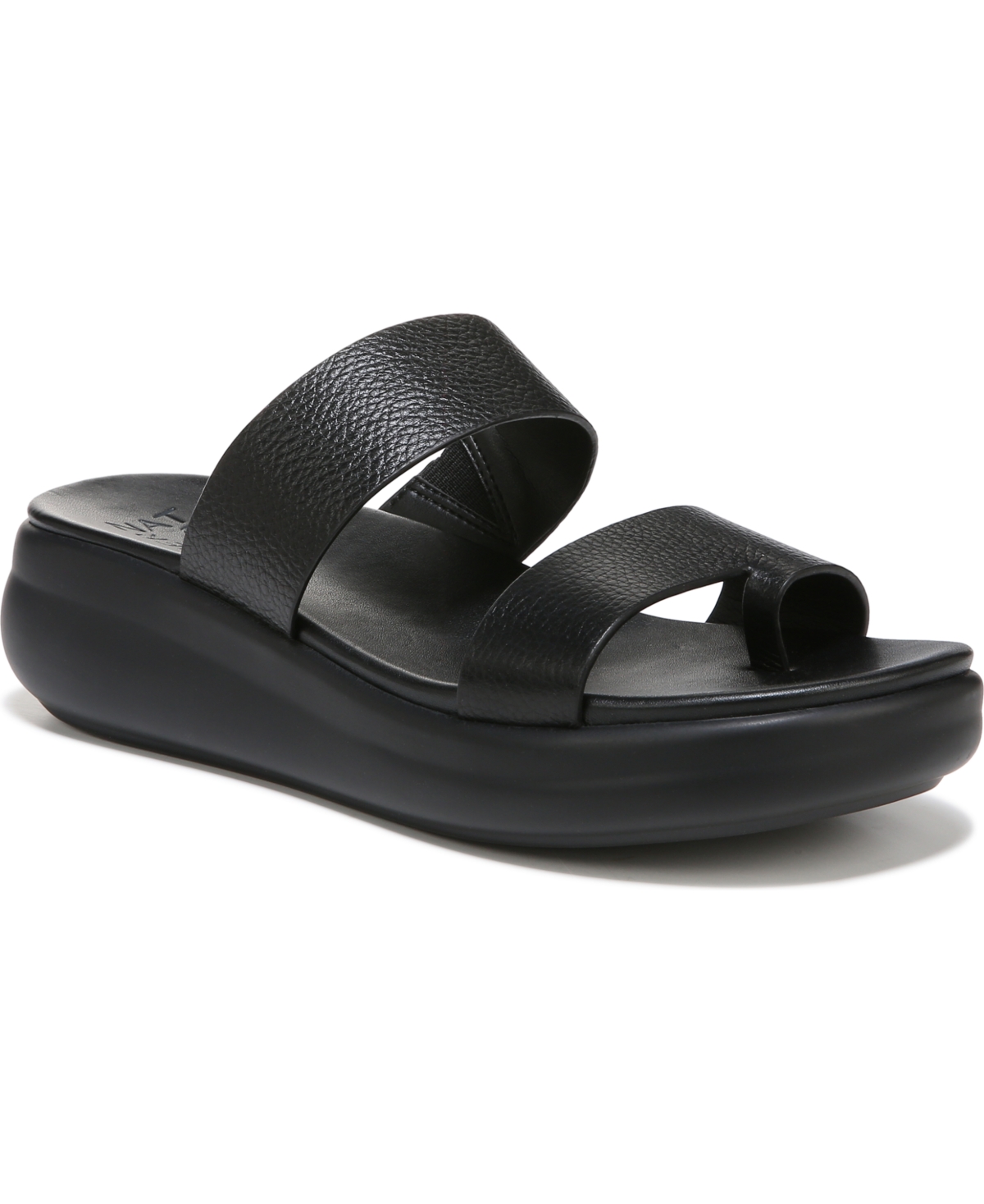 Naturalizer Genn-drift Platform Slide Sandal In Black Leather