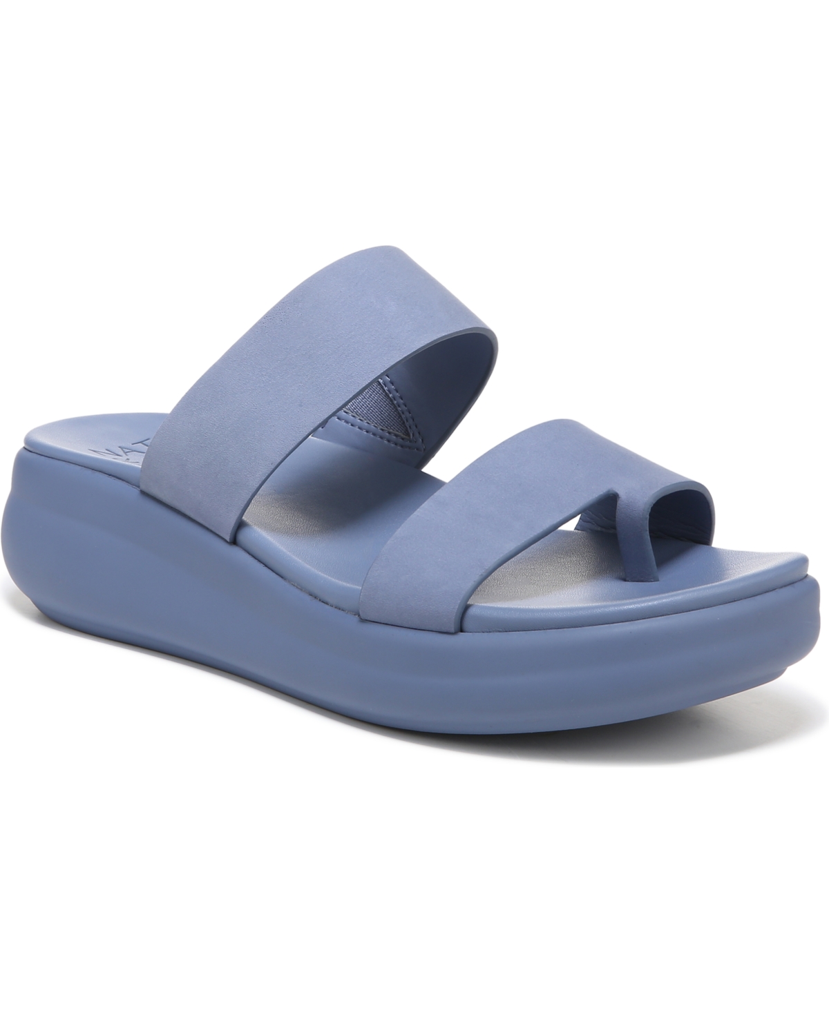 Naturalizer Genn-drift Platform Slide Sandal In Blue Nubuck