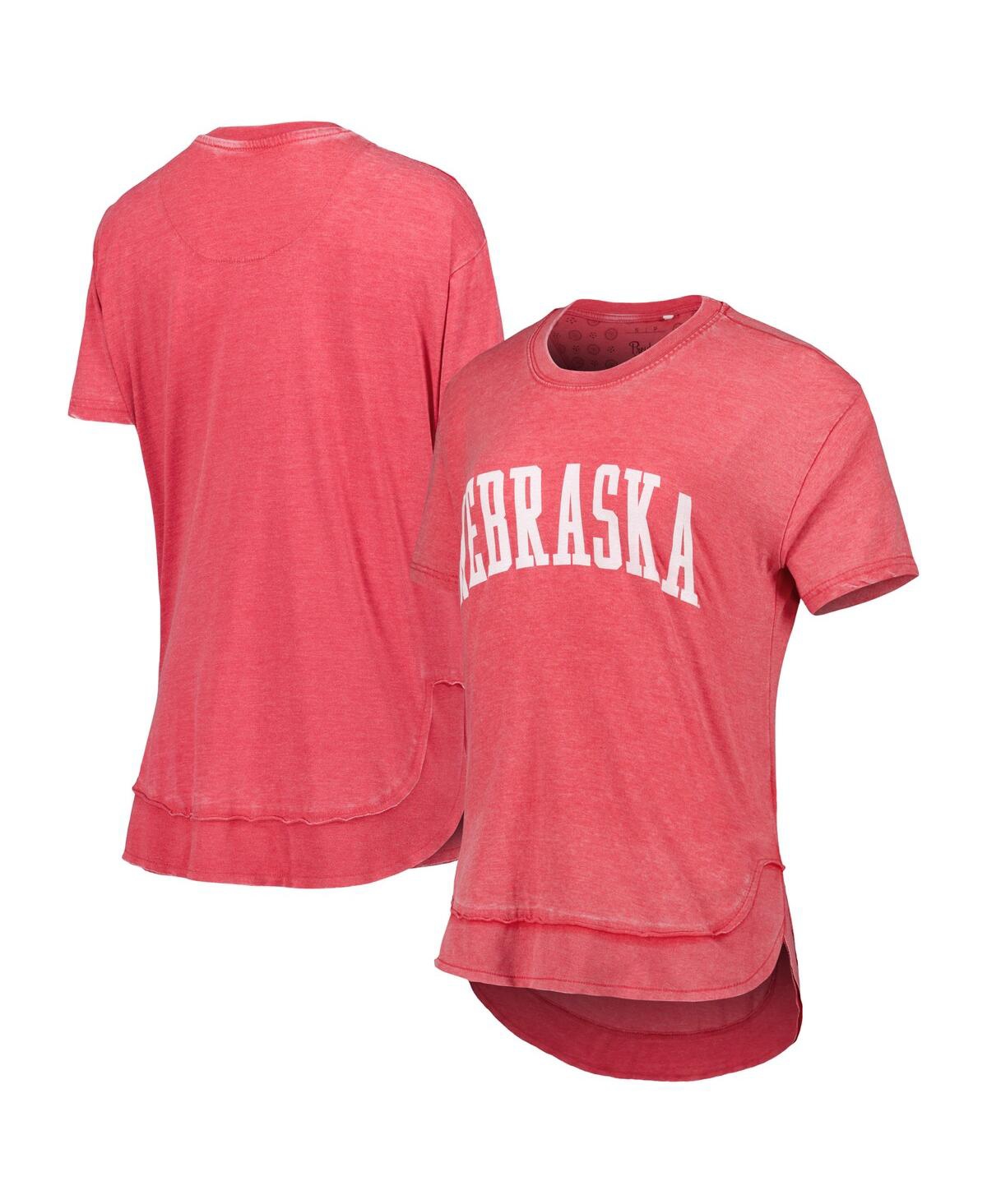 Shop Pressbox Women's  Scarlet Nebraska Huskers Arch Poncho T-shirt