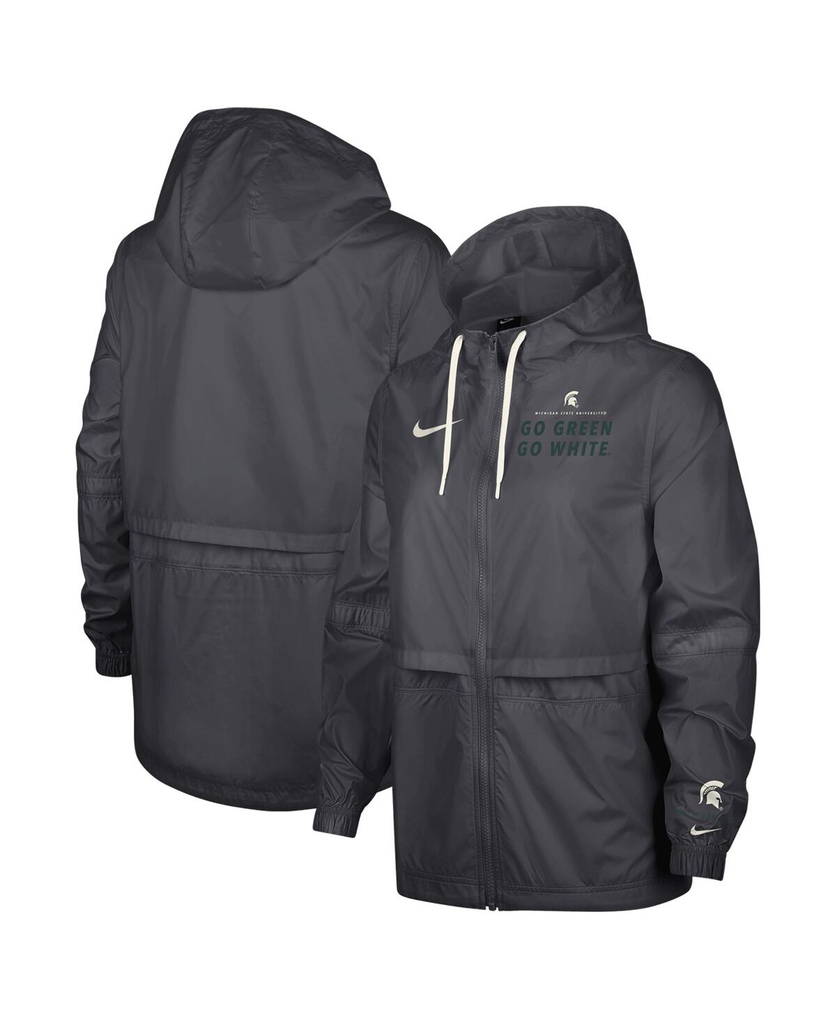 Shop Nike Women's  Anthracite Michigan State Spartans 2-hit Windrunner Performance Full-zip Jacket