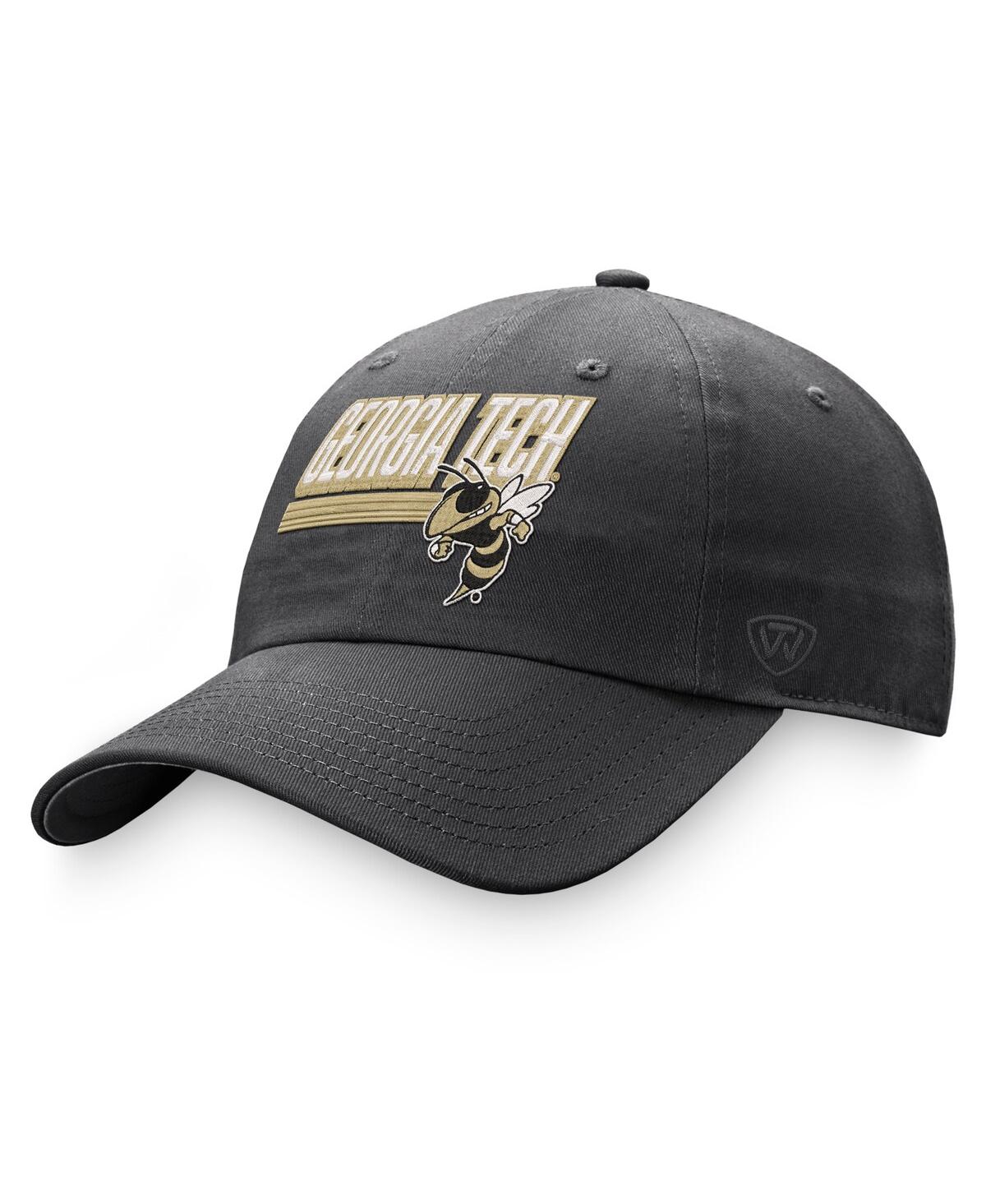 Men's Top of the World Charcoal Georgia Tech Yellow Jackets Slice Adjustable Hat - Charcoal