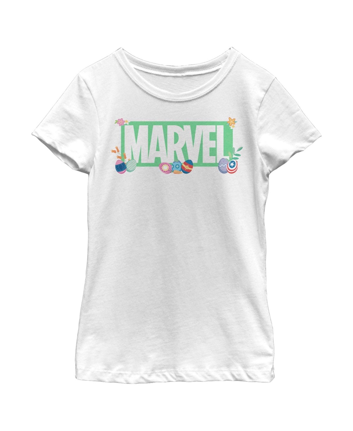 Marvel Girl's  Easter Themed Logo Child T-shirt In White