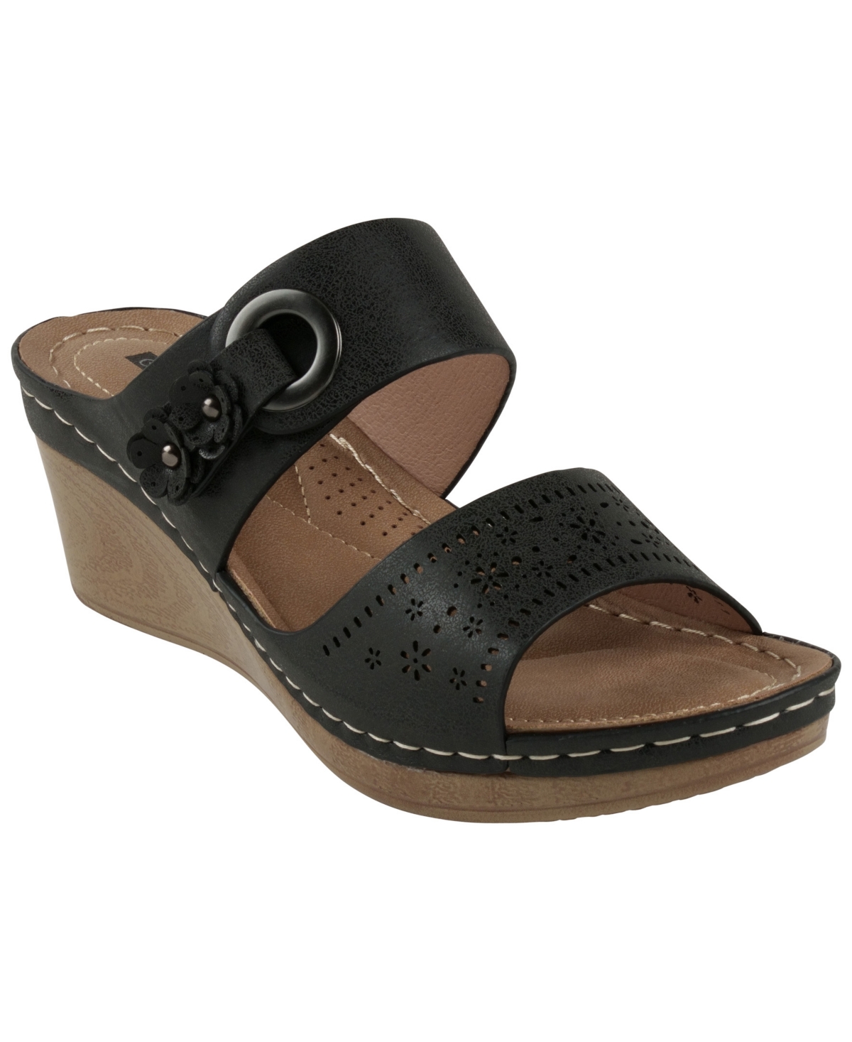 Gc Shoes Women's Theresa Comfort Wedge Sandals In Black