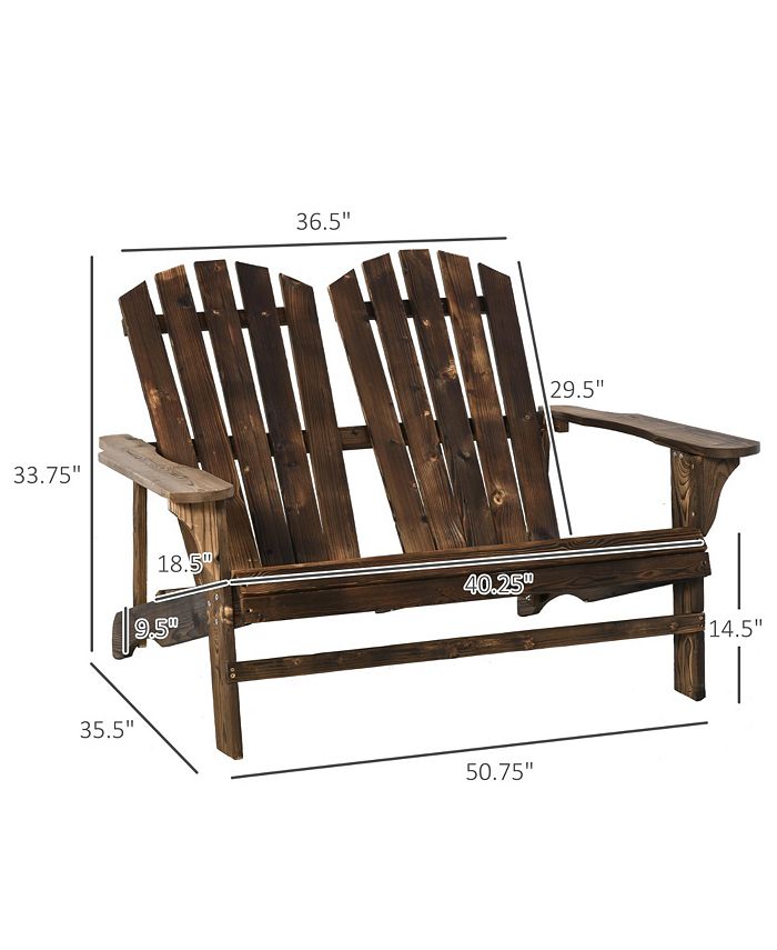 Outsunny Outdoor Adirondack Chair, Wooden Loveseat Bench, Lounger