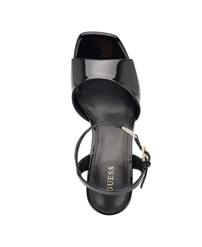 GUESS Women's Zione Square Toe Mid-Wedge Buckle Sandals - Macy's
