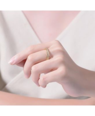 RA 14K Gold Plated Cubic Zirconia 2 Chain Band Ring