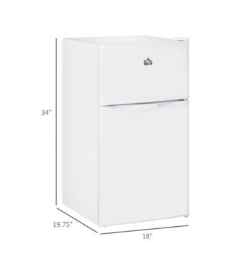 HOMCOM Double Door Mini Fridge With Freezer, 3.2 Cu.Ft Compact ...