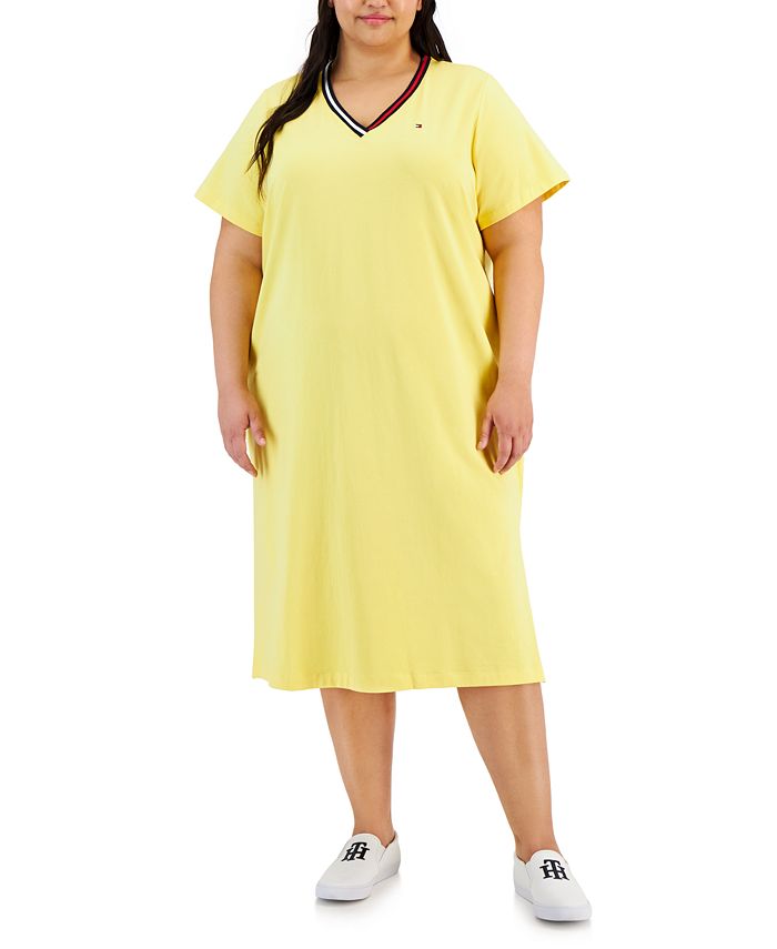 Tommy Hilfiger Plus Size V-Neck Short-Sleeve Dress - Macy's