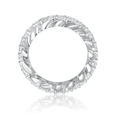 Unique White Gold Plated Chic CZ Wavy Frame Band Ring