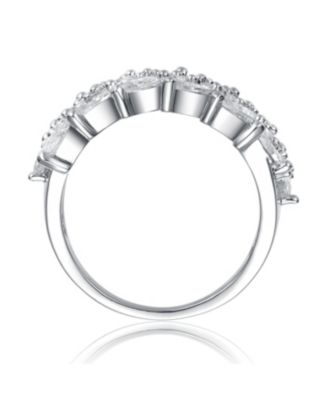 RA White Gold Plated Clear Cubic Zirconia Marquise Cluster Ring