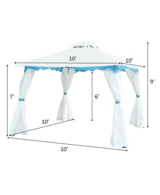 2 Tier 10'x10' Patio Gazebo Canopy Tent Steel Frame Shelter Awning W/Side Walls