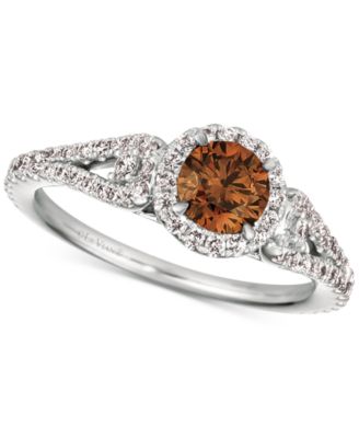 Le Vian - Chocolate Diamond (5/8 ct. t.w.) & Vanilla Diamond (3/8 ct. t.w.) Halo Ring in Platinum