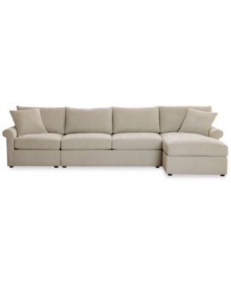 Wrenley 134" 3-Pc. Fabric Sectional Chaise Sofa