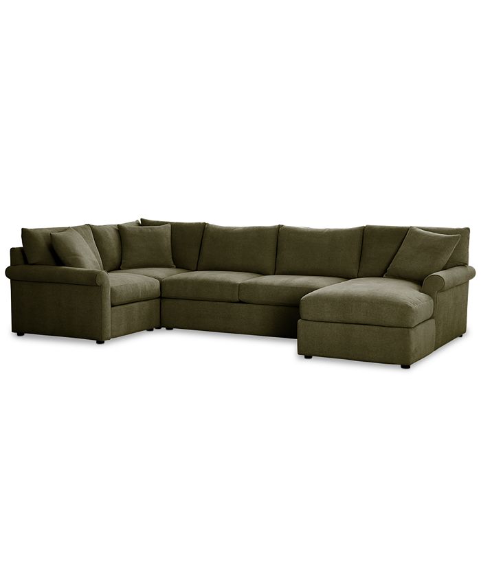 Furniture Wrenley 138" 4Pc. Fabric Modular Chaise Sleeper Sectional