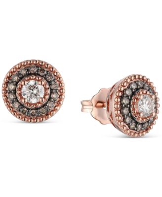 Le Vian - Chocolate Diamond (1/5 ct. t.w.) & Nude Diamond (1/4 ct. t.w.) Halo Stud Earrings in 14k Rose Gold