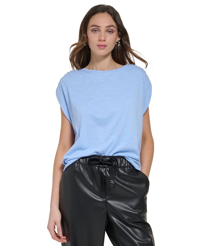 DKNY Women's Ruched Cap-Sleeve Pullover Top - Macy's