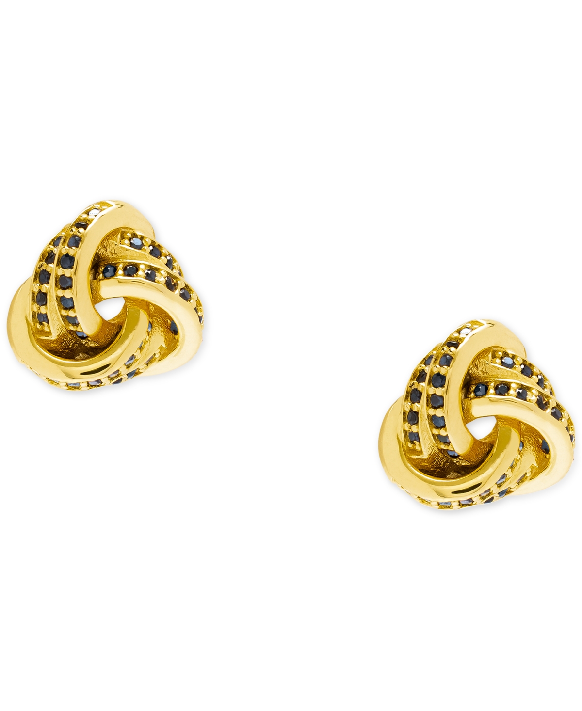 Macy's Black Spinel Love Knot Stud Earrings (5/8 ct. t.w.) in 14k Gold-Plated Sterling Silver