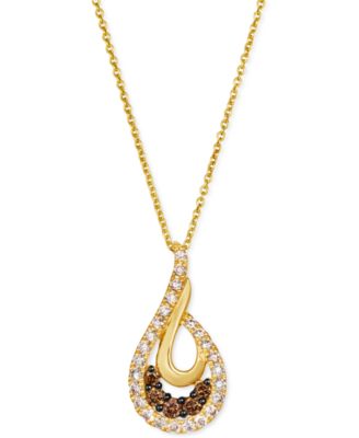 Le Vian - Chocolate Diamond (1/6 ct. t.w.) & Nude Diamond (1/4 ct. t.w.) Swirl 18" Pendant Necklace in 14k Gold