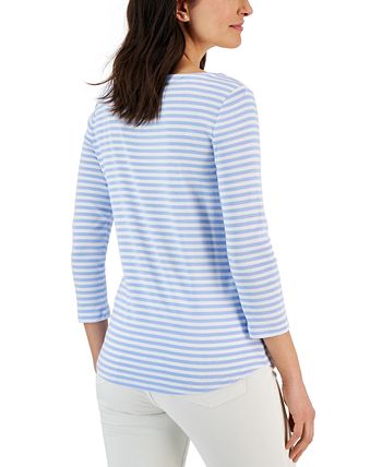 Charter Club Petite Cotton Striped Top, Created for Macy's - Macy's