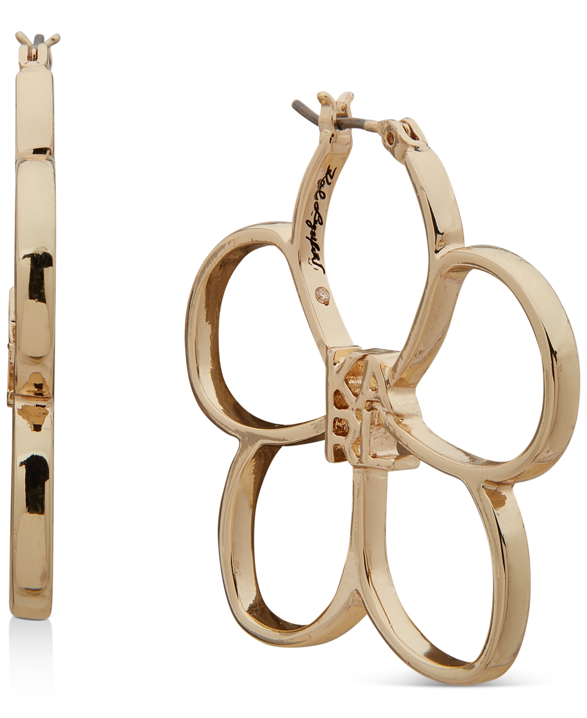 Karl Lagerfeld Gold-tone Medium Logo Flower Hoop Earrings, 1.41"