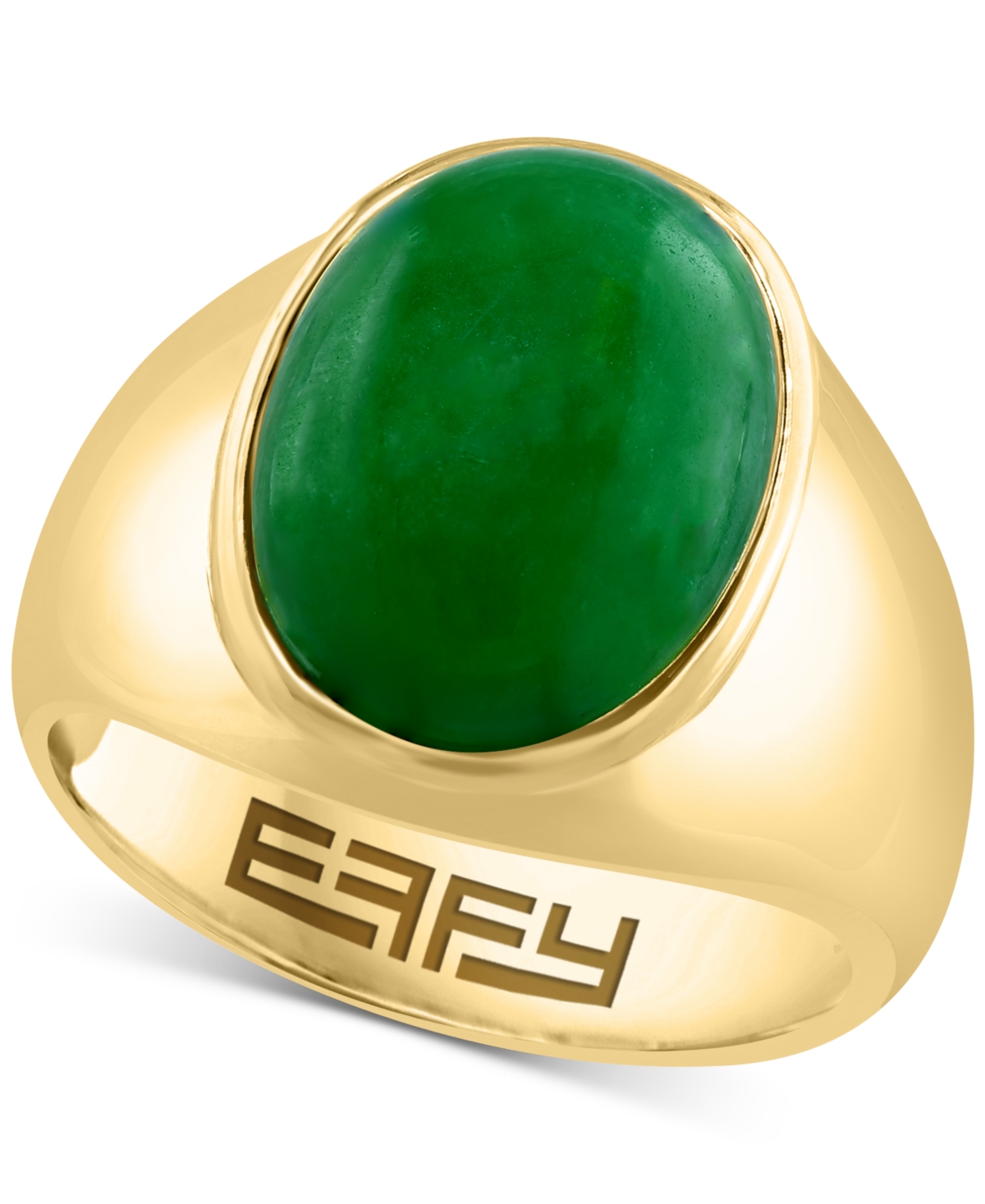 Effy Collection Effy Men's Dyed Jade Ring In 14k Gold-plated Sterling Silver In Gold Over Silver